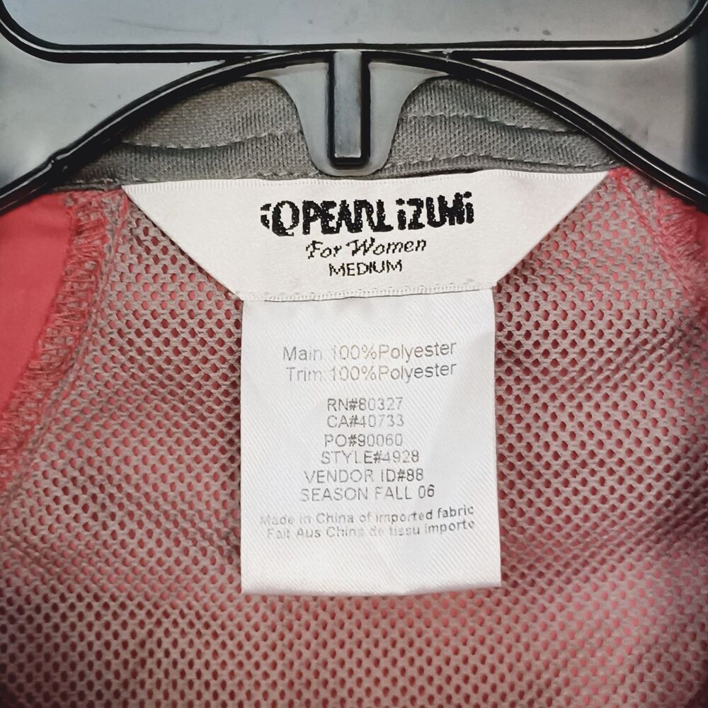 PEARL iZUMi Women's M Cycling Windbreaker Jacket Red/Gray Full Zip Pockets - Picture 15 of 16